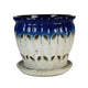 6" Cobalt Blue Over Cream Pinwheel Fluted Orchid Pot