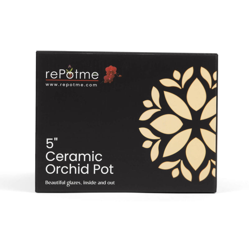 5" White Diamond Floral Cutout Orchid Pot