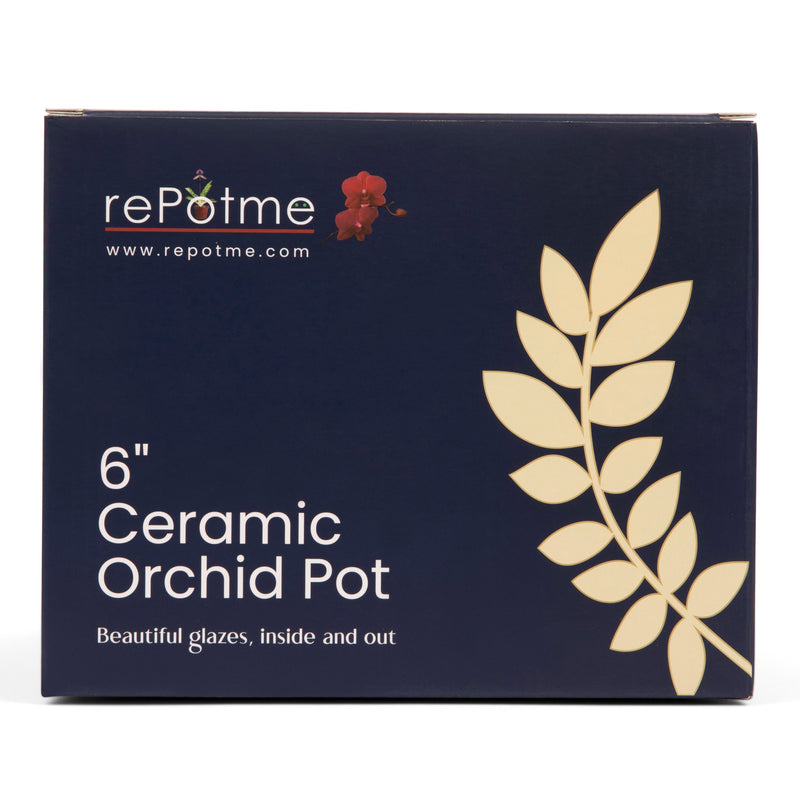 6" Sky Blue Over Cobalt Pinwheel Fluted Orchid Pot