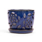 5" Midnight Blue Floral Cutout Orchid Pot