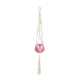 Macrame Hanger Self Watering Set - Linen White + Blush Pink