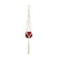 Macrame Hanger Self Watering Set - Linen White + Ruby Red