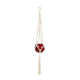 Macrame Hanger Self Watering Set - Linen White + Ruby Red