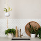 Macrame Hanger Self Watering Set - Linen White + Designer White