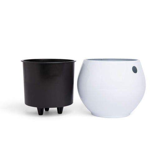 6 inch Aqua Core Self Watering Pot - Designer White