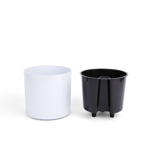 8 inch Aqua Core Self Watering Pot - Designer White
