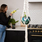 Deluxe Hand Woven Double Macrame Hanger - Obsidian Black