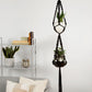 Deluxe Hand Woven Single Macrame Hanger - Obsidian Black