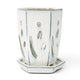 4" x 6" White Diamond Fluted Hexagon Ceramic Orchid Pot